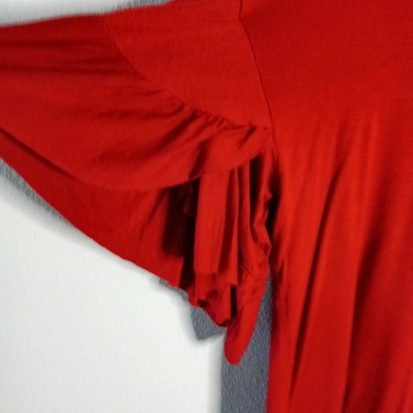 🦋 K & C Ruffle Sleeve Blouse Top Rust Boat Neck Size M - Picture 2 of 7